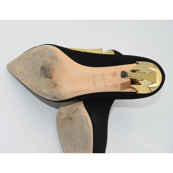 Giuseppe Zanotti Black Suede Bolt G Heel Pointed Toe Stiletto Pumps Size 39 / 9 - Picture 9 of 13